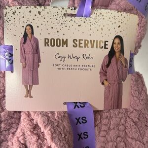 Room Service Cozy Cable Knit Wrap Robe - Mauve Pink